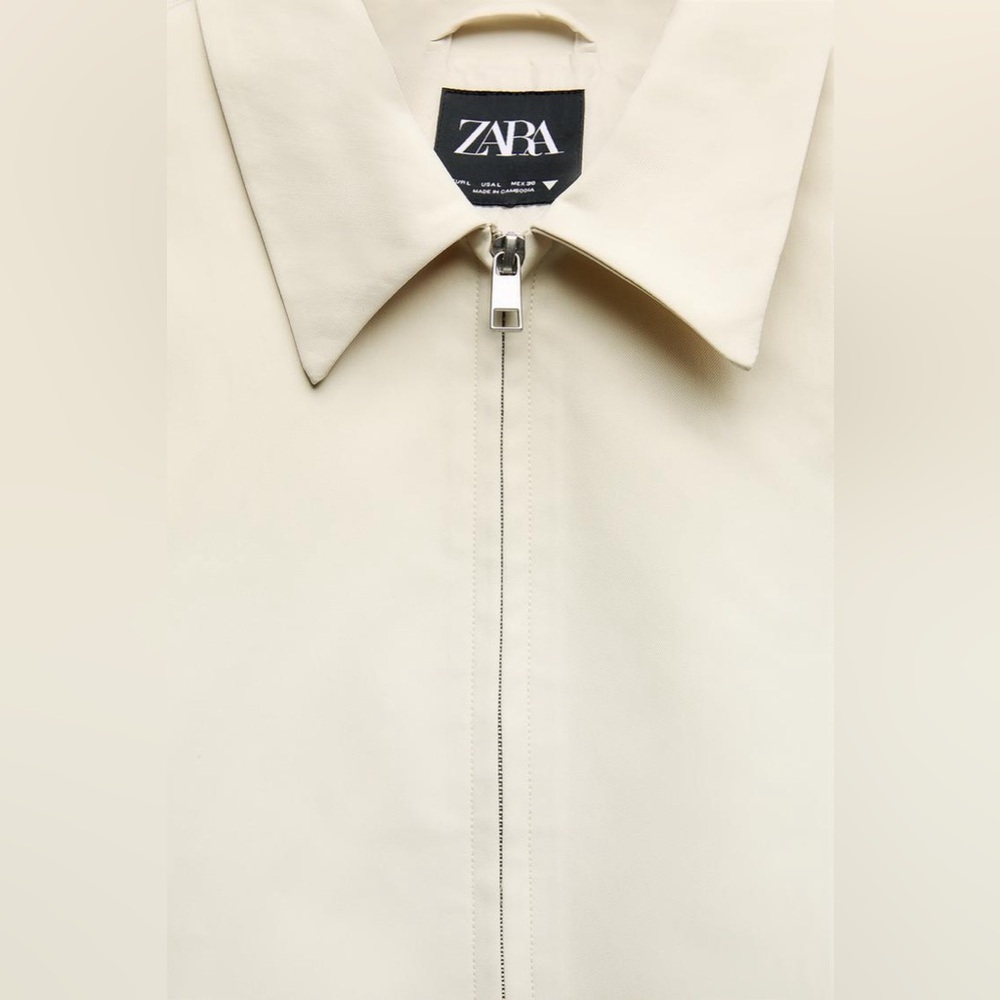 Zara bomber Jacket coat casual cream zip up collar - Picture 8 of 9